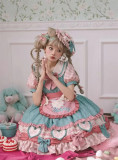 Yingji-Cake Party- Casual Sweet Lolita OP Dress with Apron and Hat