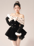 Sweet Kawaii Cute Sexy Long Sleeves One-shoulder Lace Dress