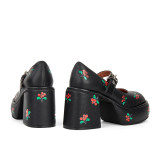 Cuet Cherry Round Toe Chunky Heel Lolita Platform Mary Jane shoes