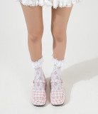 Tellaro- Square Toe Super High Heels Mary Jane Plaid Canvas Lolita Platform shoes