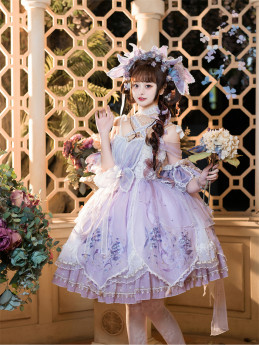 Bramble Rose -Hydrangea- Gorgeous Sweet Tea Party Princess Rococo Lolita JSK Full Set