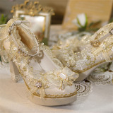 Yiyewuyu- Gorgeous Adult Gift Tea Party Pointed Toe Wedding Glitter High Heels Lolita Shoes