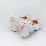 Yiyewuyu -Tea Party Wedding Pearls Princess Glitter High Heels Lolita Shoes