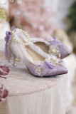 Yiyewuyu -Adult Gift Tea Party Pointed Toe Wedding Glitter High Heels Lolita Shoes