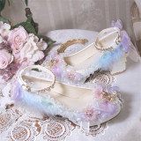 Yiyewuyu -Tea Party Wedding Pearls Princess Glitter High Heels Lolita Shoes
