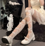 Qilegesan- Sweet Pearl Butterfly Hollow Out Lolita Tights