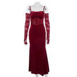 Alt Street Gothic Elegant Lace Fishtail Court Style Slip Dress