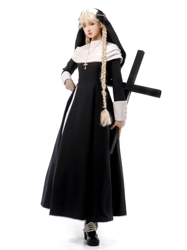 LetterfromGod -Confessions- Halloween Gothic Lolita OP Dress, Cape and Nun Headwear