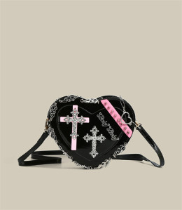 FECK- Heart Shaped Rivet Cross Gothic Lolita Crossbody Shoulder Bag
