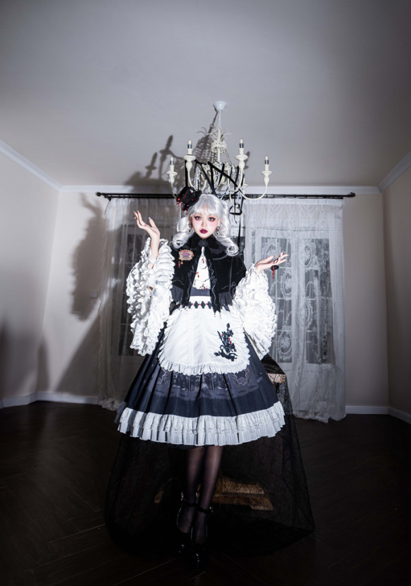 Barbara Manor Night- Elegant Pleated Gothic Lolita JSK