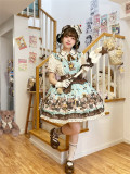 Tagkita -Chocolate Bear Party- Sweet Classic Lolita Blouse and Detachable Suspender Skirt