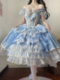 Mermaid- Gorgeous Elegant Tea Party Princess Wedding Lolita JSK, A Big Back Bow Tailing and Extended Petticoat