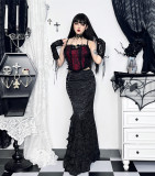 Alt Street Gothic Y2K Retro Vampire Lace Vest and Fishtail Skirt
