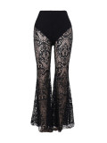 Alt Street Gothic Y2K Sexy Lace Perspective Hollow Loose Pants