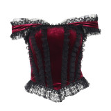 Alt Street Gothic Y2K Retro Vampire Lace Vest and Fishtail Skirt