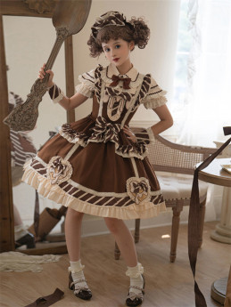 White Donuts Girl- Sweet Classic Lolita JSK, Blouse, Headbow and Wristcuffs Set