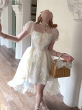 Sweet Kawaii Casual Lolita Gauzy Dress with Tailing