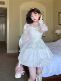 Sweet Kawaii Casual Lolita White Lace Long Sleeves Dress