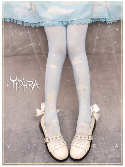 Yidhra -Moonlight Music- Cute Cloud Printed Lolita Tights