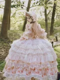 Rose Letter - Gorgeous Tea Party Princess Wedding Lolita JSK with Arm Sleeves and Overskirt