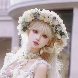 Rose Letter - Gorgeous Tea Party Princess Wedding Lolita Bonnet, Choker and Gloves