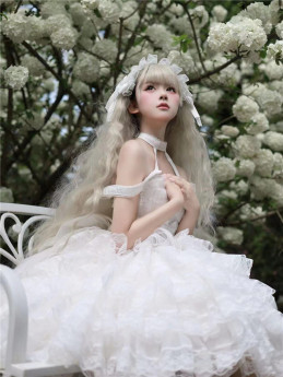 Girl Dream - Lace Sweet Lolita JSK, Big Tailing and Headband Set