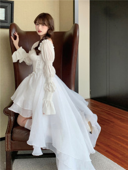 Sweet Kawaii Casual Daily Lolita Long Tailing Dress