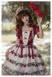 Withpuji -Cherry Rabbit- Sweet Lolita OP Dress with Wiast Bows and Cherry Brooch