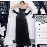 Alt Goth Street Y2K Witch Retro Lace Long Sleeve Bolero and Halter Dress