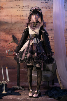 Fantastic Wind -Adolescent Girl- Maid Punk Lolita OP Dress and Apron