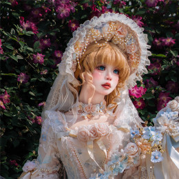 Rose Banquet -  Princess Rococo Tea Party Wedding Lolita  Bonnet, Choker and Gloves