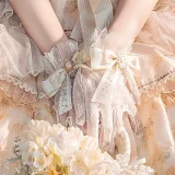 Garden Rose - Rococo Tea Party Princess Wedding Lolita Bonnet, Choker and Gloves