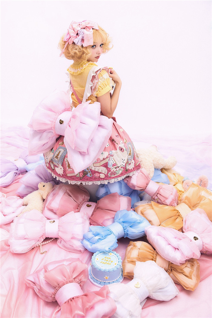 BOGUTA ふわふわおリボンbag L Satin Butterfly Bow Bag Versatile Elegance Lolita Bag