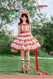 Ripe Cherry - Sweet Casual Daily Wear Lolita Topwear, Skirt and Bonnet