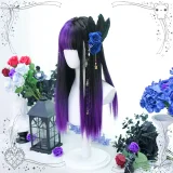Dalao - 55cm Long Straight Purple and Black Gothic Halloween Lolita Wig
