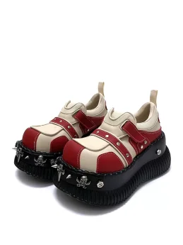 Night Skull Y2K Alt Goth Punk Metal Band Round Toe Lolita Platform Shoes