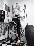 Grey Fairy Tale - Gothic Ouji Prince Lolita Blouse, Shorts, Overskir and Hairpin Set