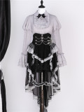 Grey Fairy Tale - Gothic Ouji Prince Lolita Blouse, Shorts, Overskir and Hairpin Set