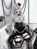 Grey Fairy Tale - Gothic Ouji Prince Lolita Blouse, Shorts, Overskir and Hairpin Set