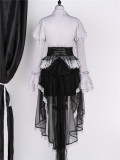 Grey Fairy Tale - Gothic Ouji Prince Lolita Blouse, Shorts, Overskir and Hairpin Set