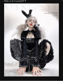Duke of the Trap Rabbit - Gothic Halloween Lolita OP Dress with Necklace and Hat Set
