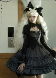 Duke of the Trap Rabbit - Gothic Halloween Lolita OP Dress with Necklace and Hat Set