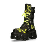 Retro Y2K Halloween Gothic Punk Motorcycle Rock Fluorescence Platform Lolita Ankle Boots
