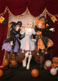 Lemon Honey -Pumpkin Light- Halloween Gothic Sweet Lolita JSK, Blouse and Headwear
