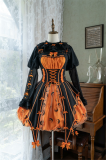 Lemon Honey -Pumpkin Light- Halloween Gothic Sweet Lolita JSK, Blouse and Headwear
