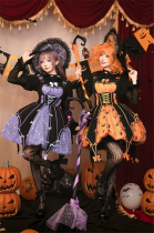 Lemon Honey -Pumpkin Light- Halloween Gothic Sweet Lolita JSK, Blouse and Headwear