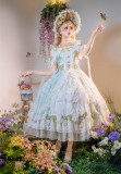 Glass Shadow -  Princess Rococo Tea Party Mint Chiffon Wedding Lolita JSK with Arm Sleeves