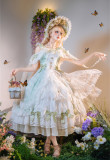 Glass Shadow -  Princess Rococo Tea Party Mint Chiffon Wedding Lolita JSK with Arm Sleeves