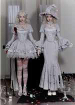 Withpuji -Evening Light- Witch Halloween Gothic Lolita Corset Vest, Skirt, Bolero and Witch Hat Set