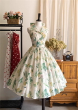 Afternoon Forest - American Vintage Classic Halter Neck Backless Casual Dots Lolita JSK Dress